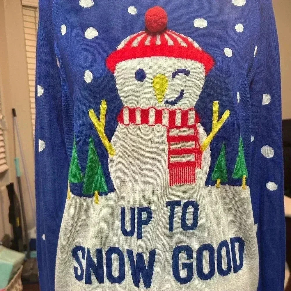 ⛄️ “Up to Snow Good” Ugly Christmas Sweater, EUC, Size Large - Picture 3 of 3